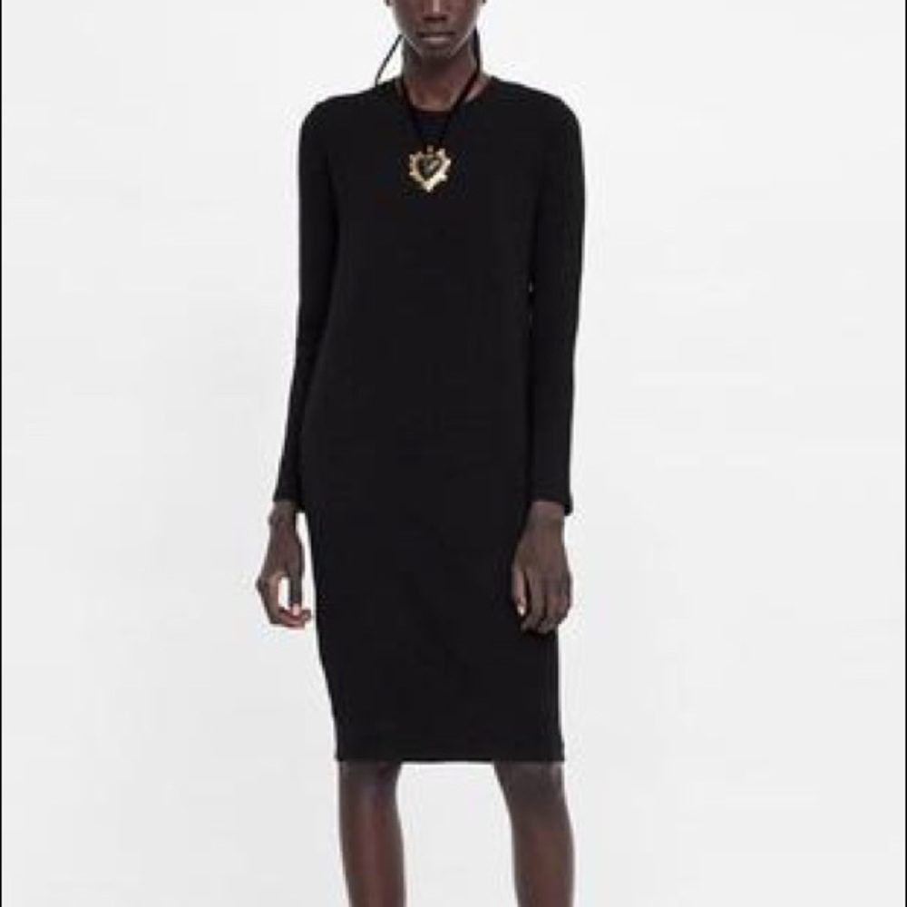 Zara waffle black midi dress size XL